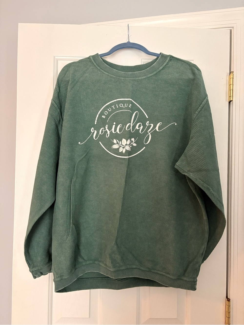 Rosiedaze Boutique Green Corded Pullover Sweatshirt